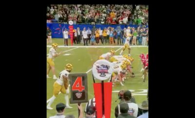 Notre Dame lines up for a key 4th-down play against Georgia in the Sugar Bowl.